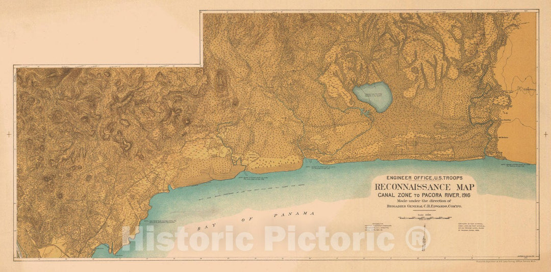 Historic Nautical Map - Reconnaissance Map Canal Zone To Pacora River, PC, 1916 NOAA Topographic - Vintage Wall Art