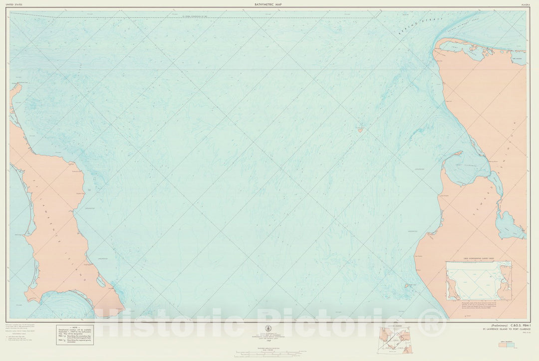 Historic Nautical Map - St Lawrence Island To Port Clarence, AK, 1969 NOAA Bathymetric Historic Nautical Map - Vintage Wall Art