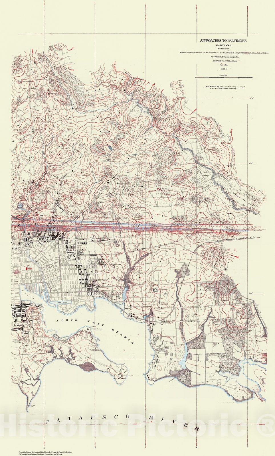 Historic Nautical Map - Approaches To Baltimore, MD, 1866 NOAA Civil War - Vintage Wall Art, v2