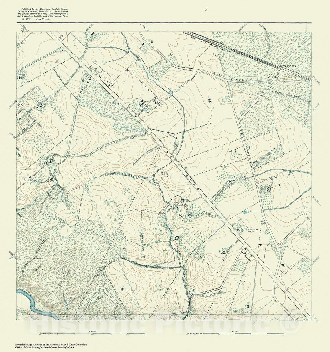 Historic Nautical Map - Topographic Map Of Washington And Vicinity, Sheet 2, DC, 1888 NOAA Topographic - Vintage Wall Art