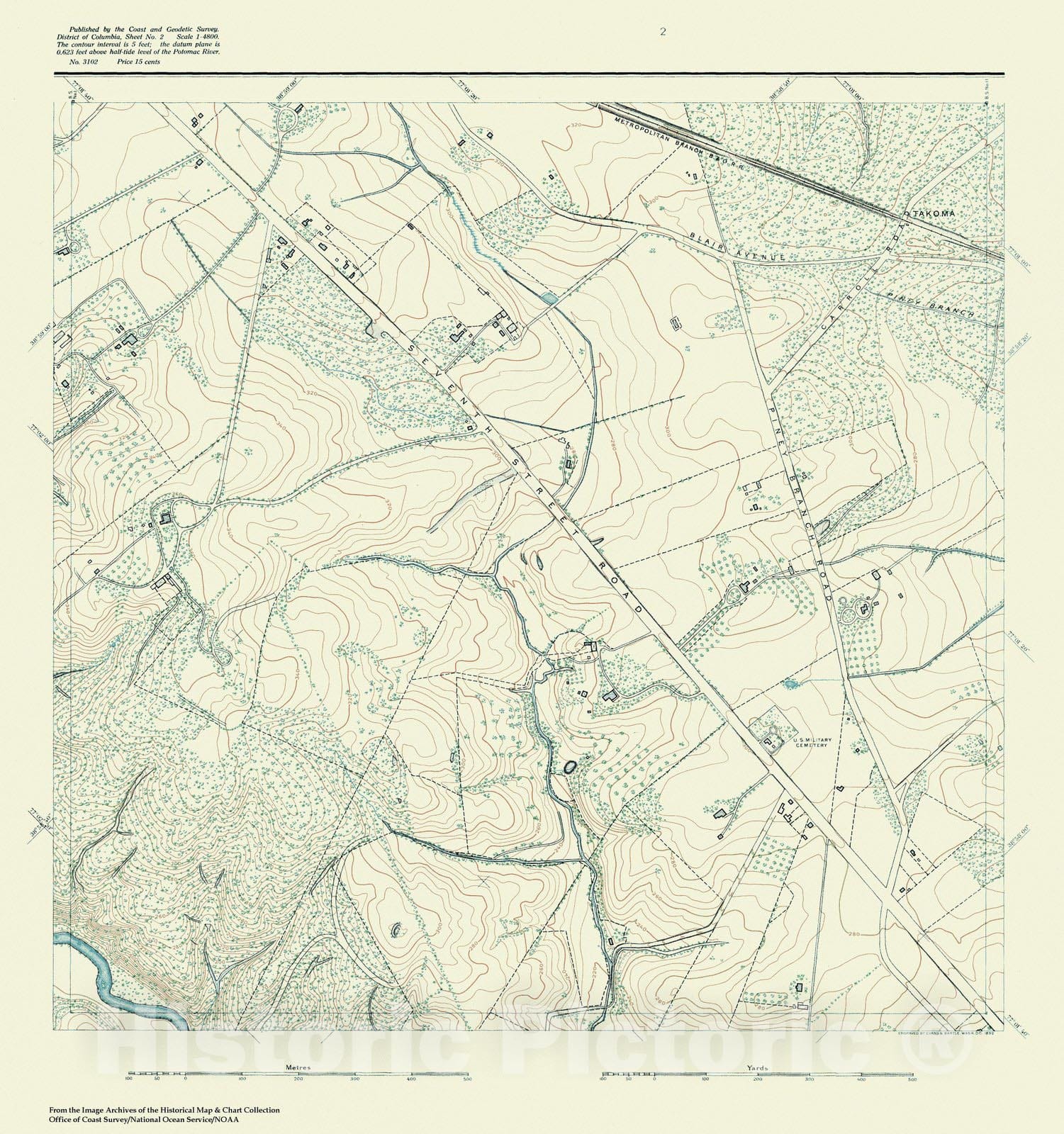 Historic Nautical Map - Topographic Map Of Washington And Vicinity, Sheet 2, DC, 1888 NOAA Topographic - Vintage Wall Art