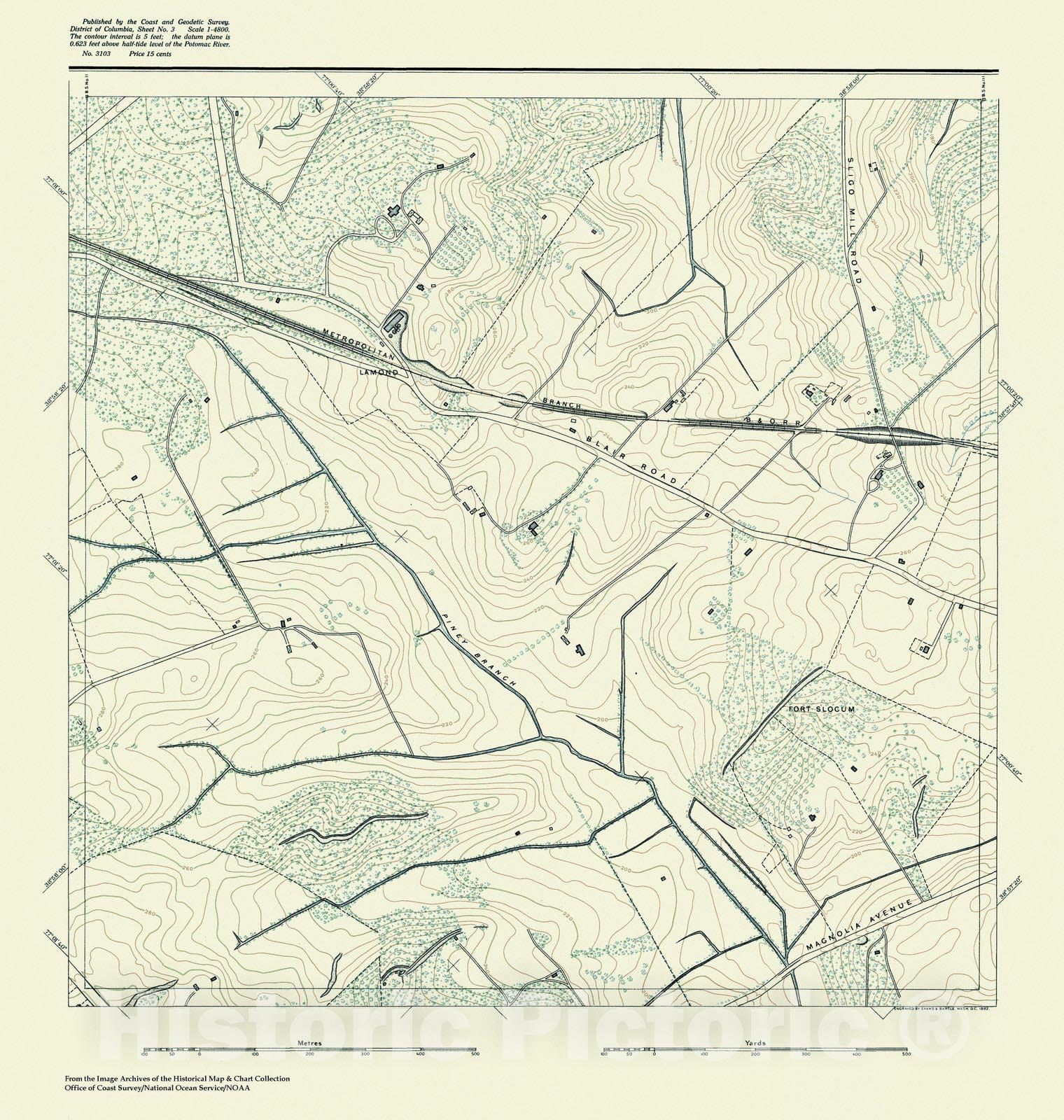 Historic Nautical Map - Topographic Map Of Washington And Vicinity, Sheet 3, DC, 1888 NOAA Topographic - Vintage Wall Art