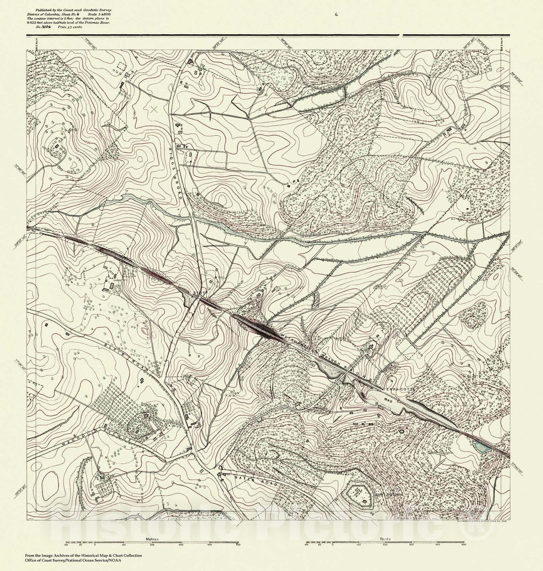 Historic Nautical Map - Topographic Map Of Washington And Vicinity, Sheet 4, DC, 1888 NOAA Topographic - Vintage Wall Art