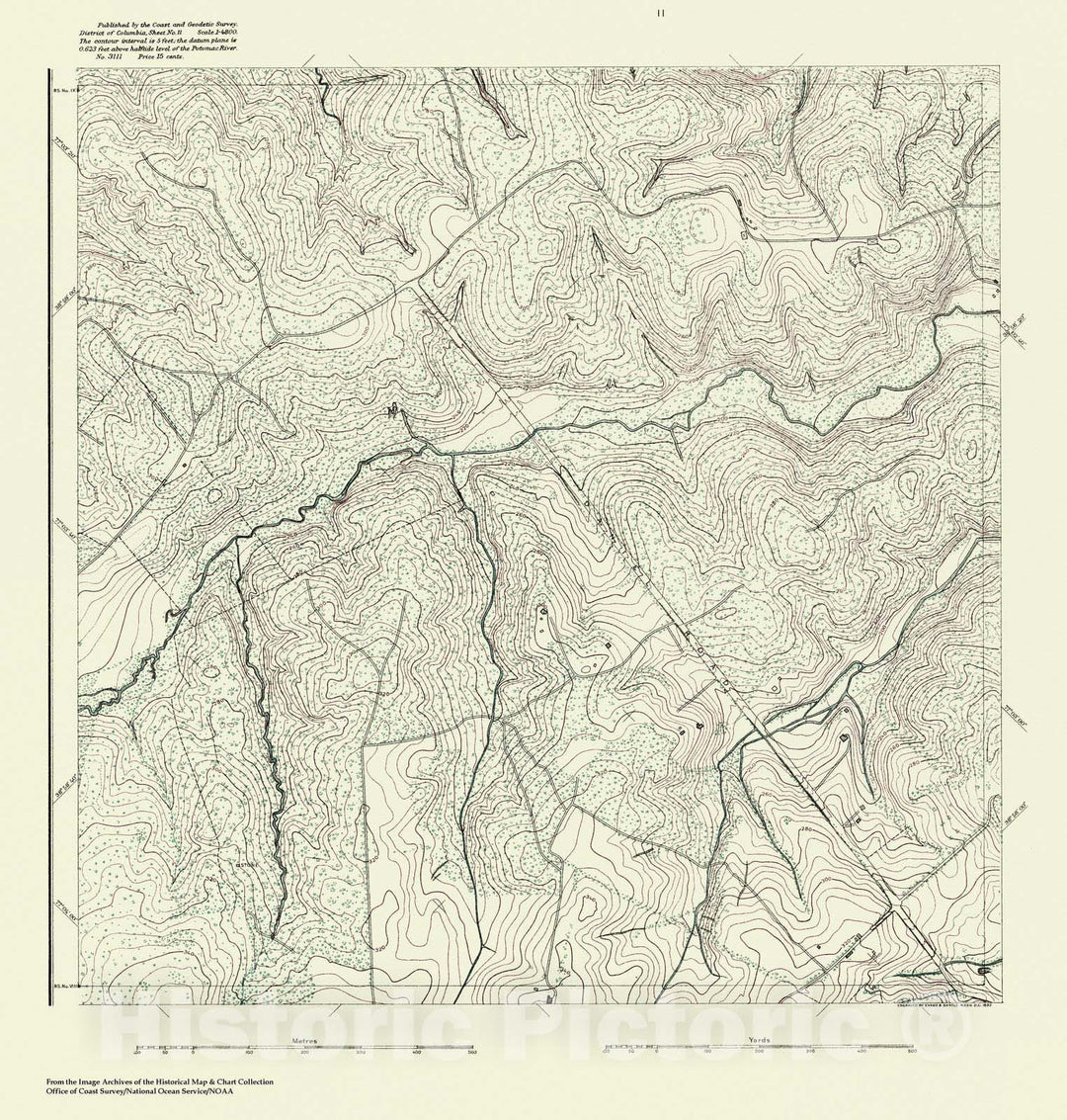 Historic Nautical Map - Topographic Map Of Washington And Vicinity, Sheet 11, DC, 1888 NOAA Topographic - Vintage Wall Art