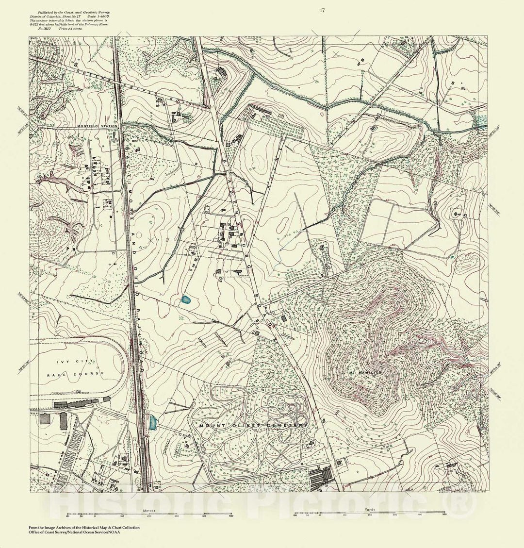 Historic Nautical Map - Topographic Map Of Washington And Vicinity, Sheet 17, DC, 1888 NOAA Topographic - Vintage Wall Art