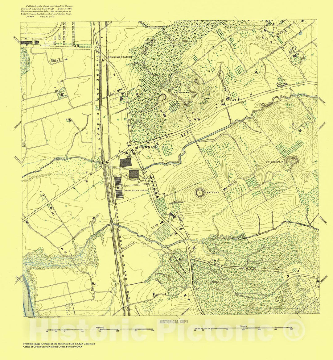 Historic Nautical Map - Topographic Map Of Washington And Vicinity, Sheet 19, DC, 1888 NOAA Topographic - Vintage Wall Art