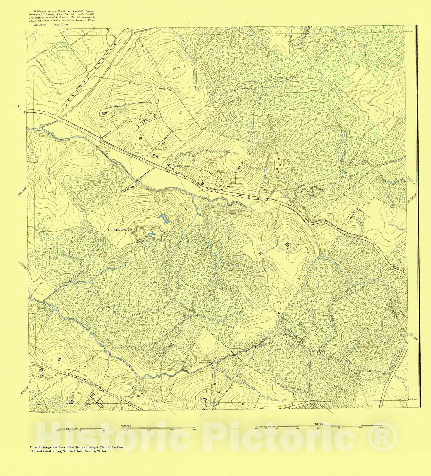 Historic Nautical Map - Topographic Map Of Washington And Vicinity, Sheet 20, DC, 1888 NOAA Topographic - Vintage Wall Art