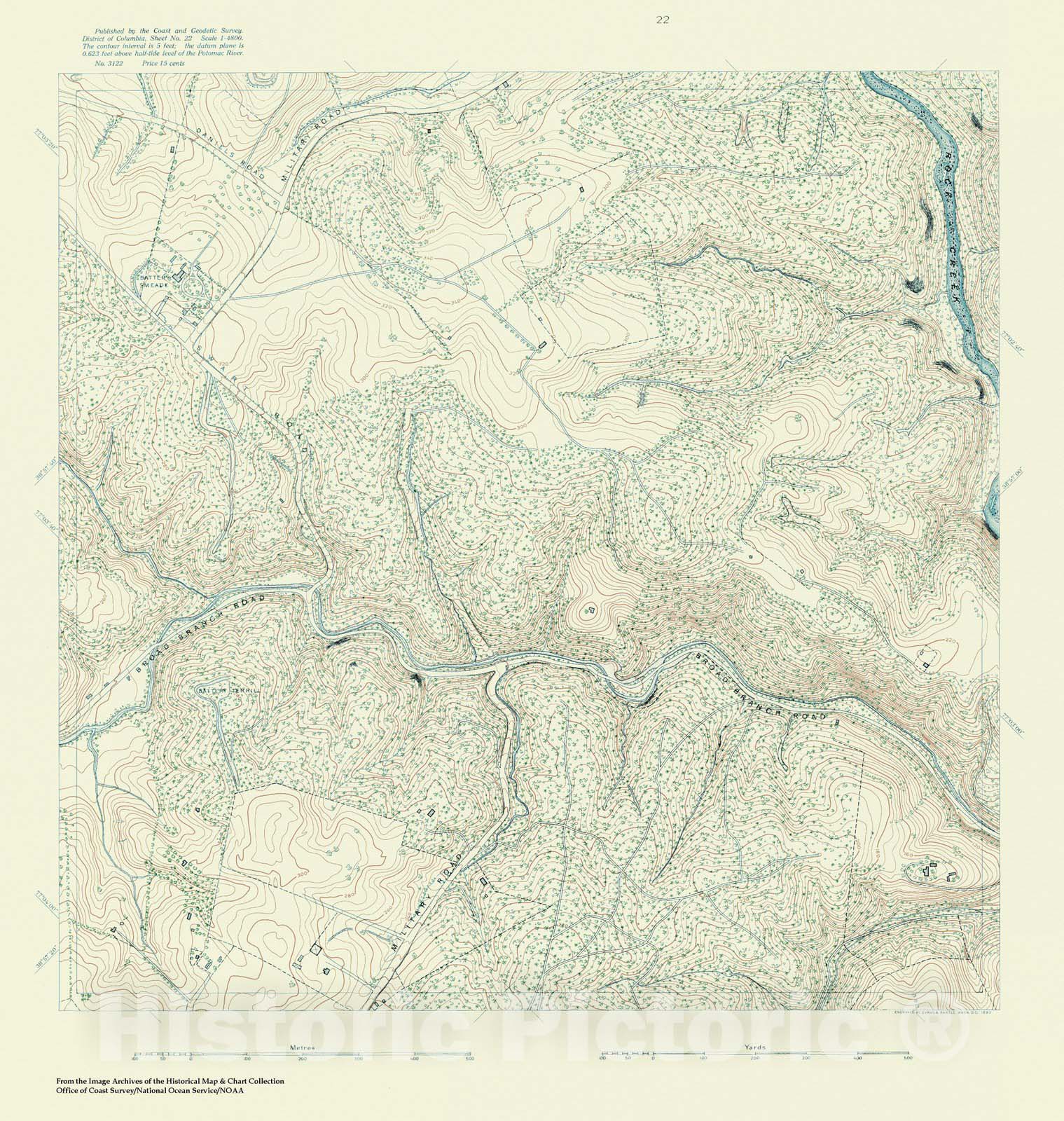 Historic Nautical Map - Topographic Map Of Washington And Vicinity, Sheet 22, DC, 1888 NOAA Topographic - Vintage Wall Art