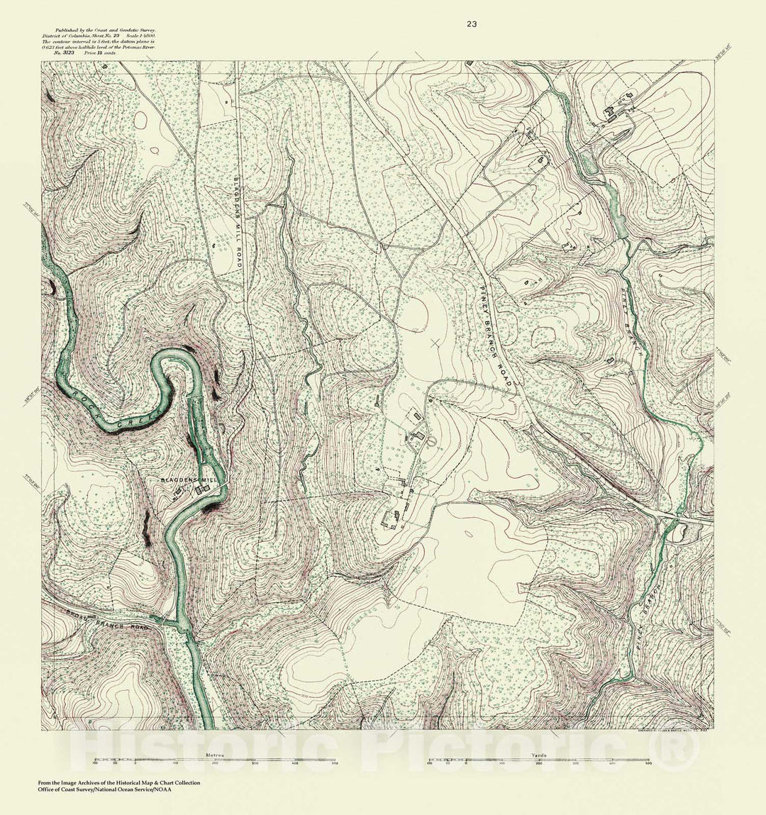 Historic Nautical Map - Topographic Map Of Washington And Vicinity, Sheet 23, DC, 1888 NOAA Topographic - Vintage Wall Art