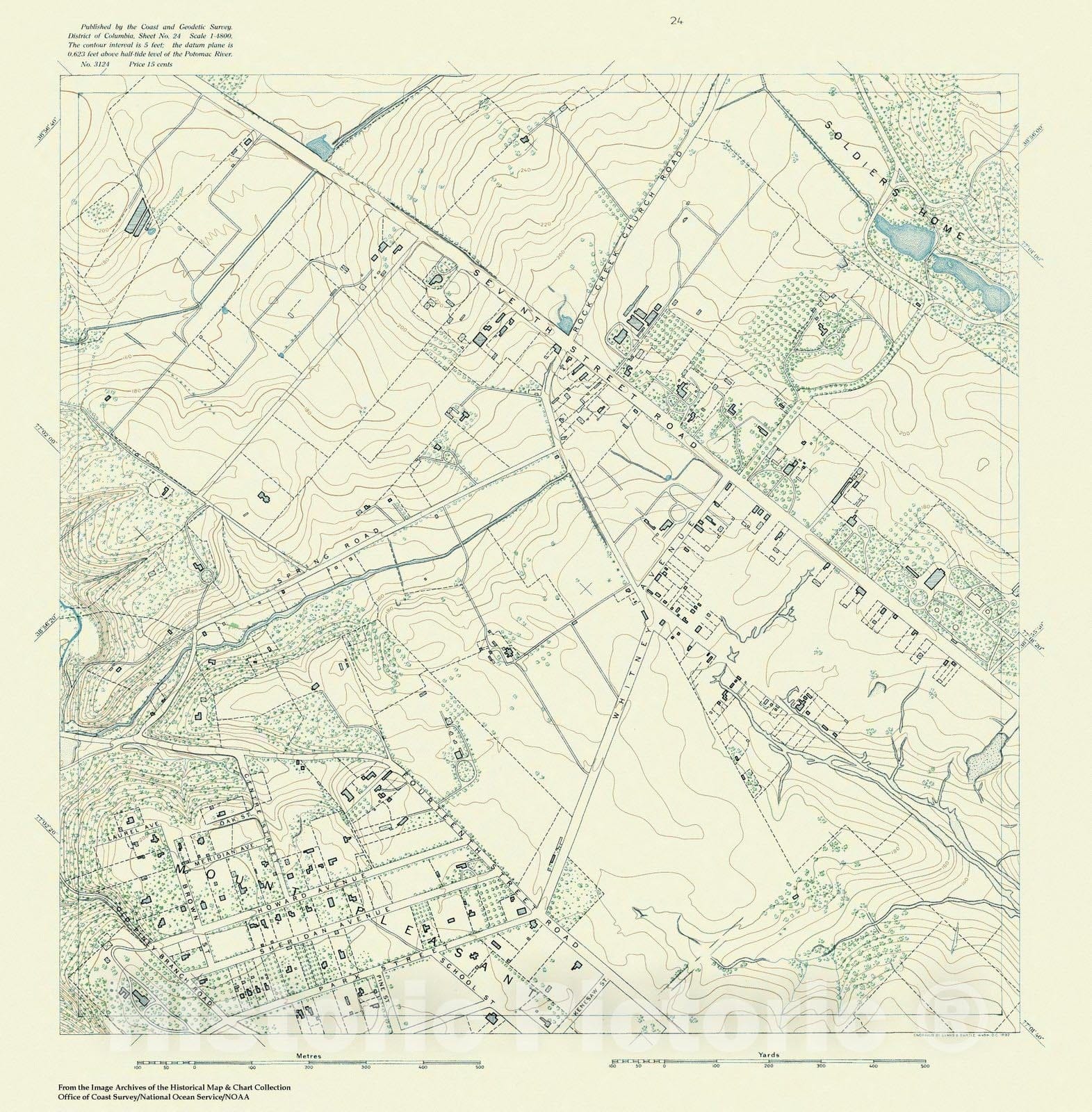 Historic Nautical Map - Topographic Map Of Washington And Vicinity, Sheet 24, DC, 1888 NOAA Topographic - Vintage Wall Art