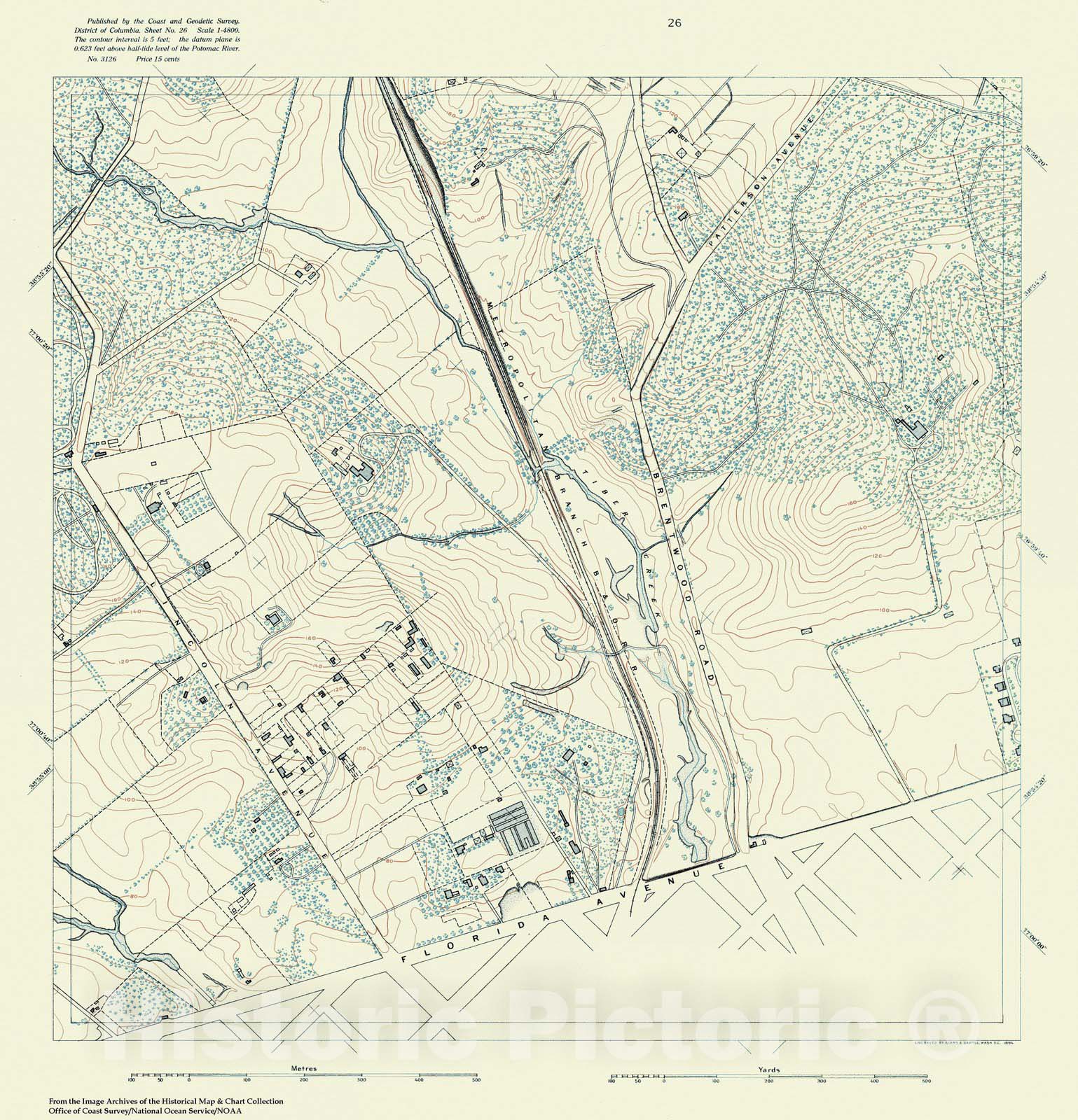 Historic Nautical Map - Topographic Map Of Washington And Vicinity, Sheet 26, DC, 1888 NOAA Topographic - Vintage Wall Art