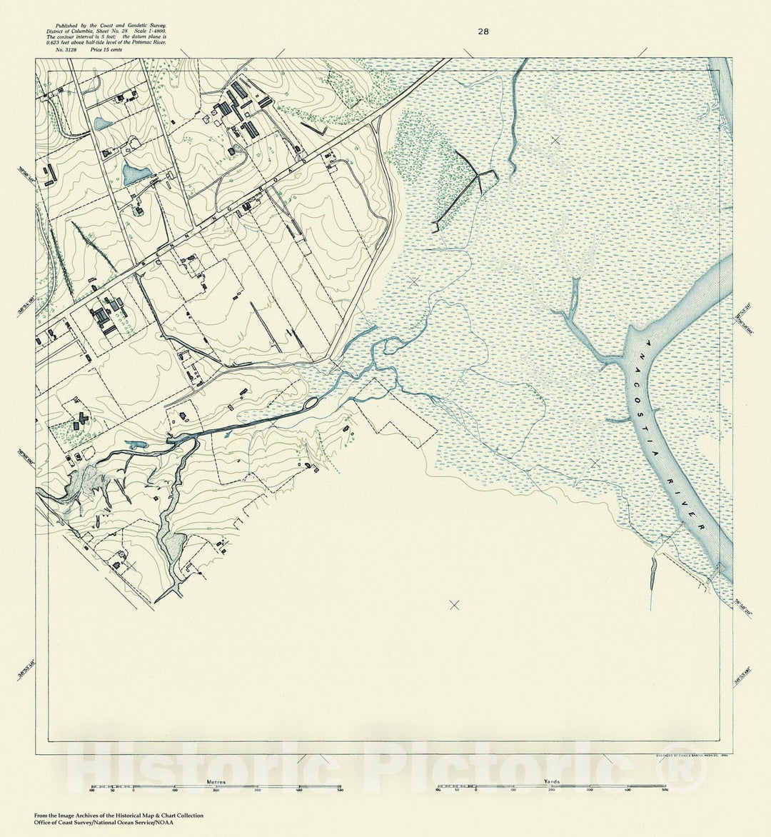 Historic Nautical Map - Topographic Map Of Washington And Vicinity, Sheet 28, DC, 1888 NOAA Topographic - Vintage Wall Art