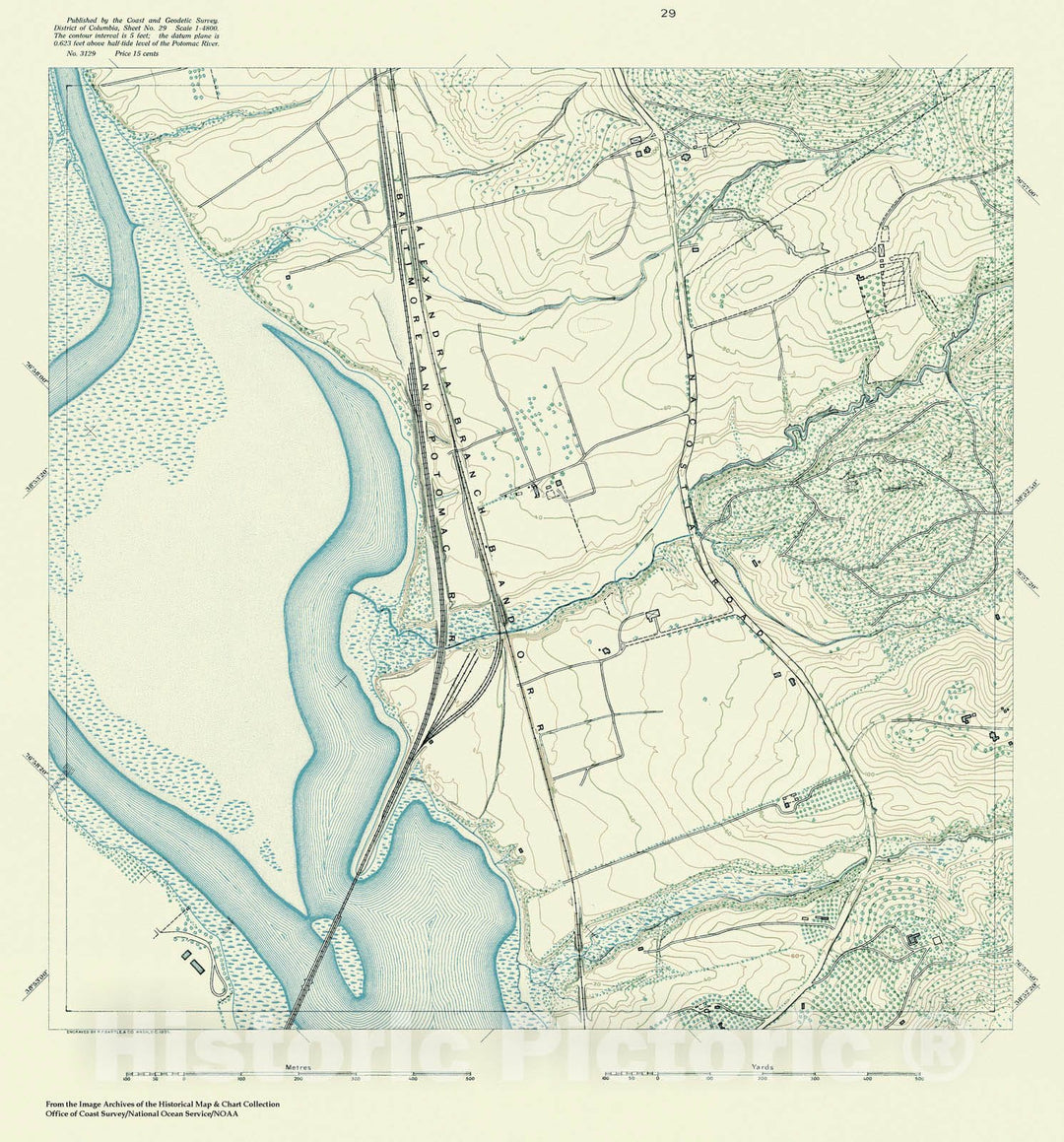 Historic Nautical Map - Topographic Map Of Washington And Vicinity, Sheet 29, DC, 1888 NOAA Topographic - Vintage Wall Art