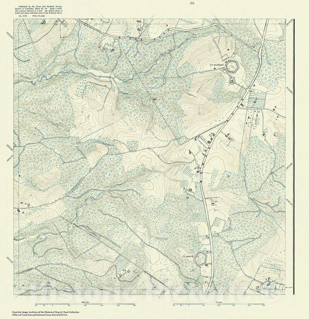 Historic Nautical Map - Topographic Map Of Washington And Vicinity, Sheet 30, DC, 1888 NOAA Topographic - Vintage Wall Art