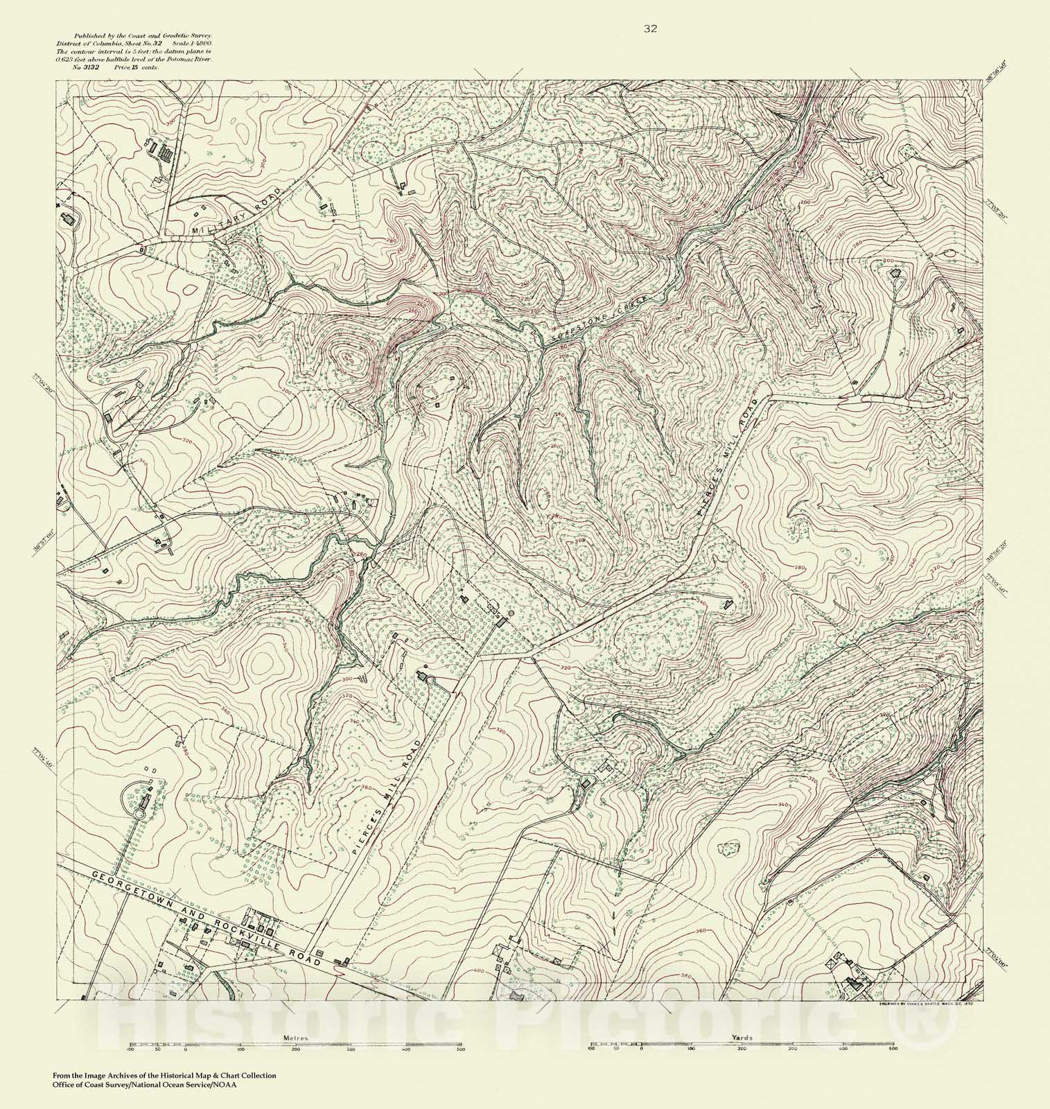 Historic Nautical Map - Topographic Map Of Washington And Vicinity, Sheet 32, DC, 1888 NOAA Topographic - Vintage Wall Art