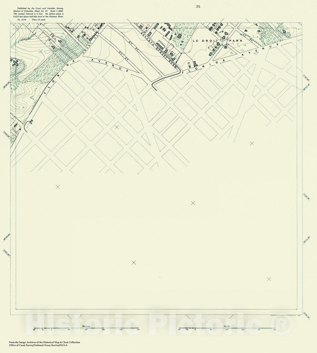 Historic Nautical Map - Topographic Map Of Washington And Vicinity, Sheet 35, DC, 1888 NOAA Topographic - Vintage Wall Art