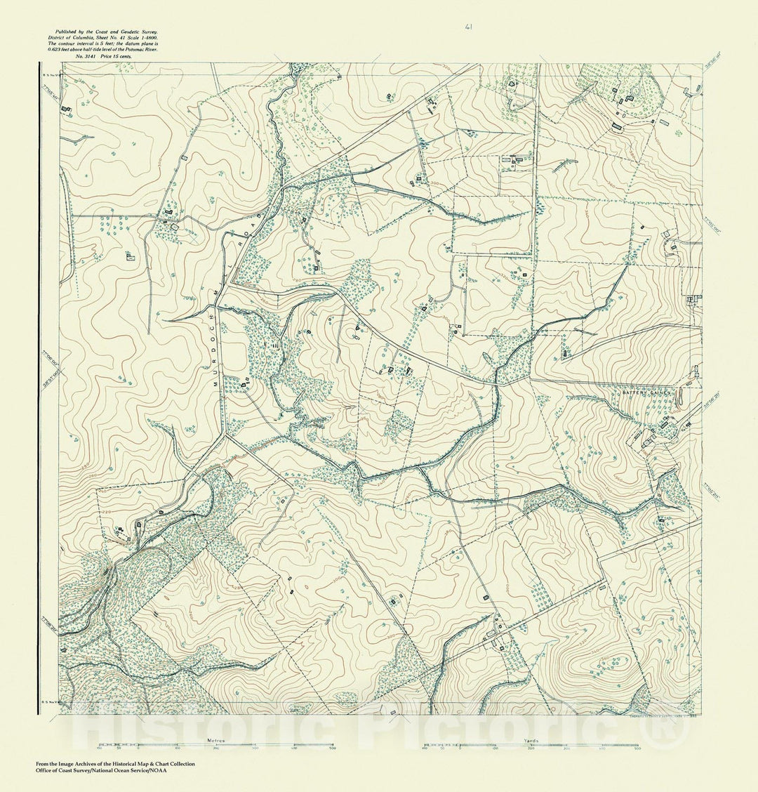 Historic Nautical Map - Topographic Map Of Washington And Vicinity, Sheet 41, DC, 1888 NOAA Topographic - Vintage Wall Art