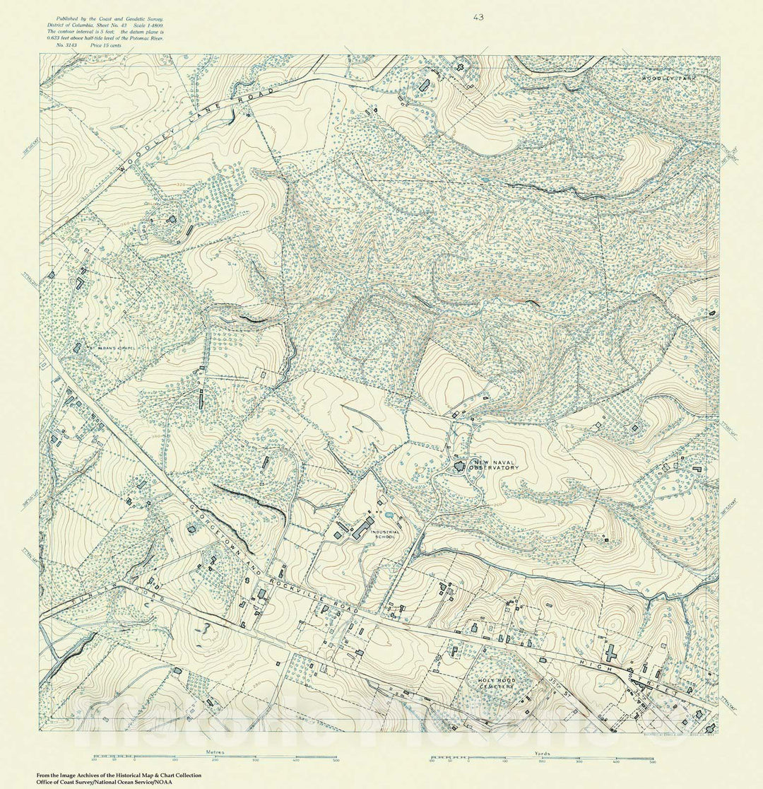 Historic Nautical Map - Topographic Map Of Washington And Vicinity, Sheet 43, DC, 1888 NOAA Topographic - Vintage Wall Art