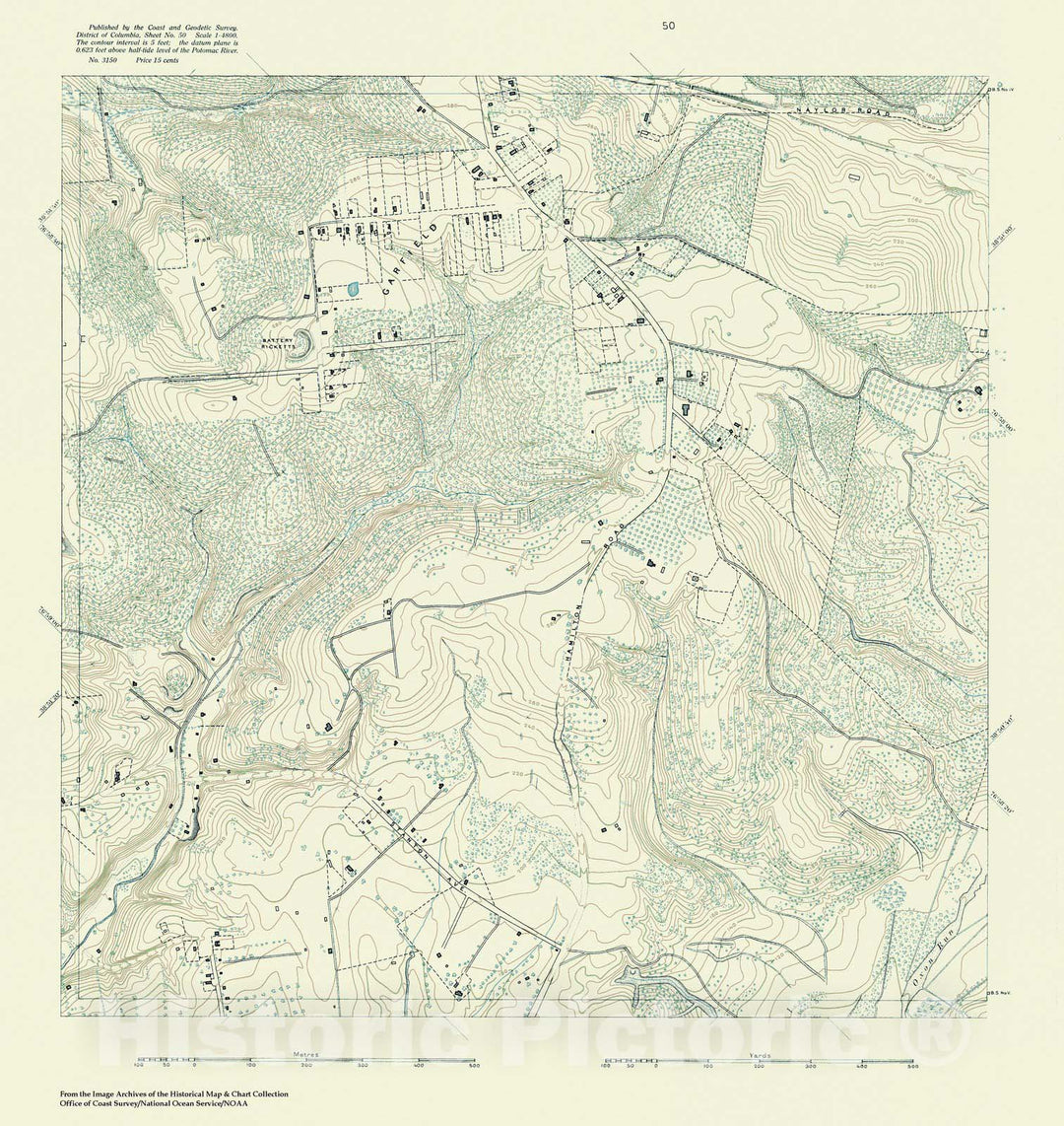 Historic Nautical Map - Topographic Map Of Washington And Vicinity, Sheet 50, DC, 1888 NOAA Topographic - Vintage Wall Art