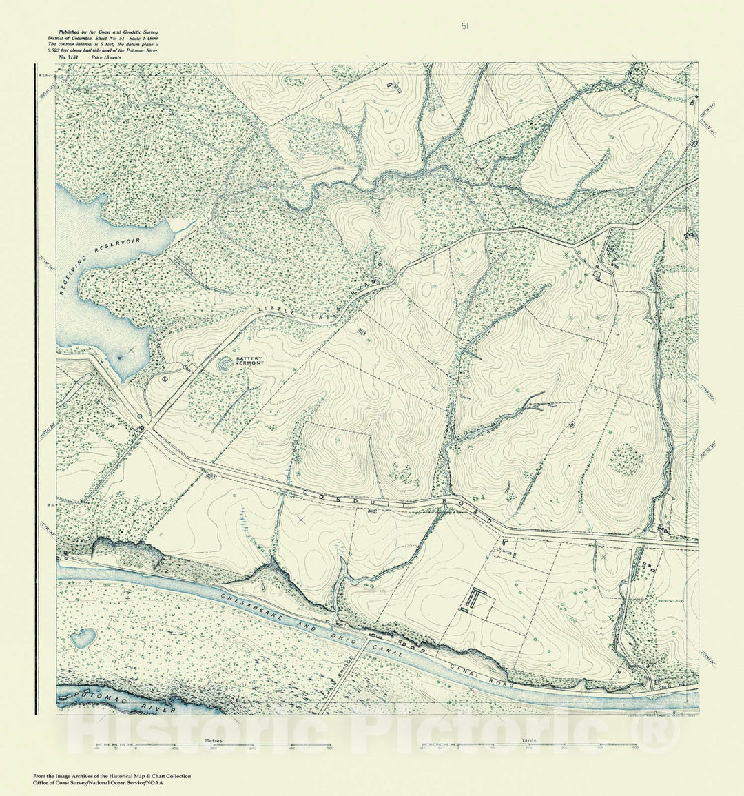 Historic Nautical Map - Topographic Map Of Washington And Vicinity, Sheet 51, DC, 1888 NOAA Topographic - Vintage Wall Art