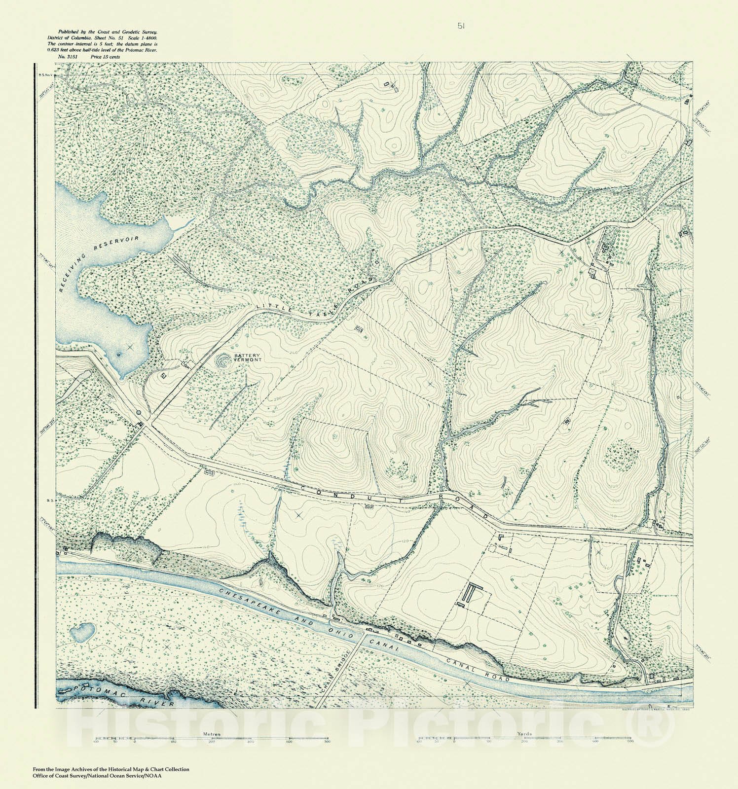 Historic Nautical Map - Topographic Map Of Washington And Vicinity, Sheet 51, DC, 1888 NOAA Topographic - Vintage Wall Art