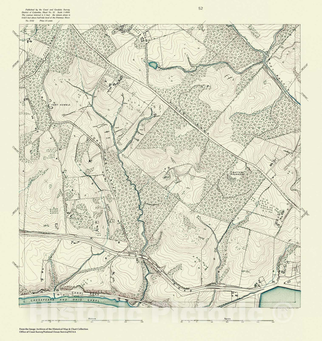 Historic Nautical Map - Topographic Map Of Washington And Vicinity, Sheet 52, DC, 1888 NOAA Topographic - Vintage Wall Art