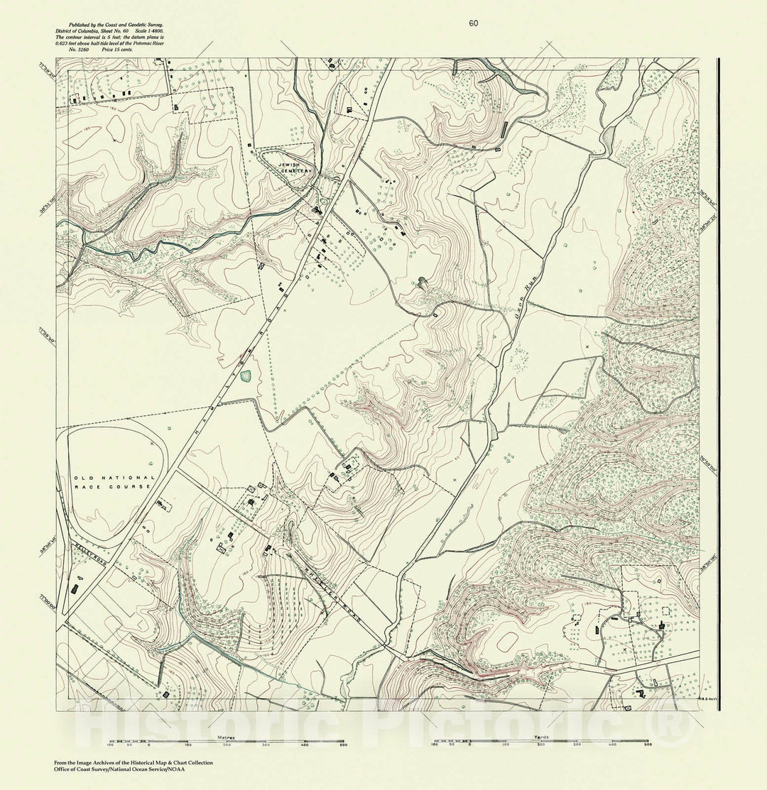 Historic Nautical Map - Topographic Map Of Washington And Vicinity, Sheet 60, DC, 1888 NOAA Topographic - Vintage Wall Art