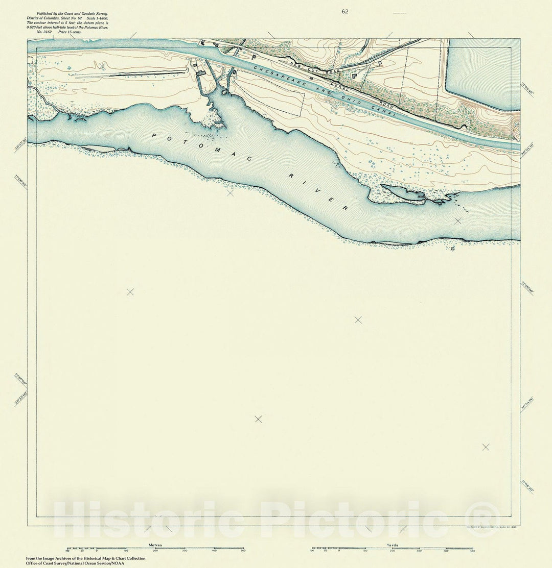 Historic Nautical Map - Topographic Map Of Washington And Vicinity, Sheet 62, DC, 1888 NOAA Topographic - Vintage Wall Art