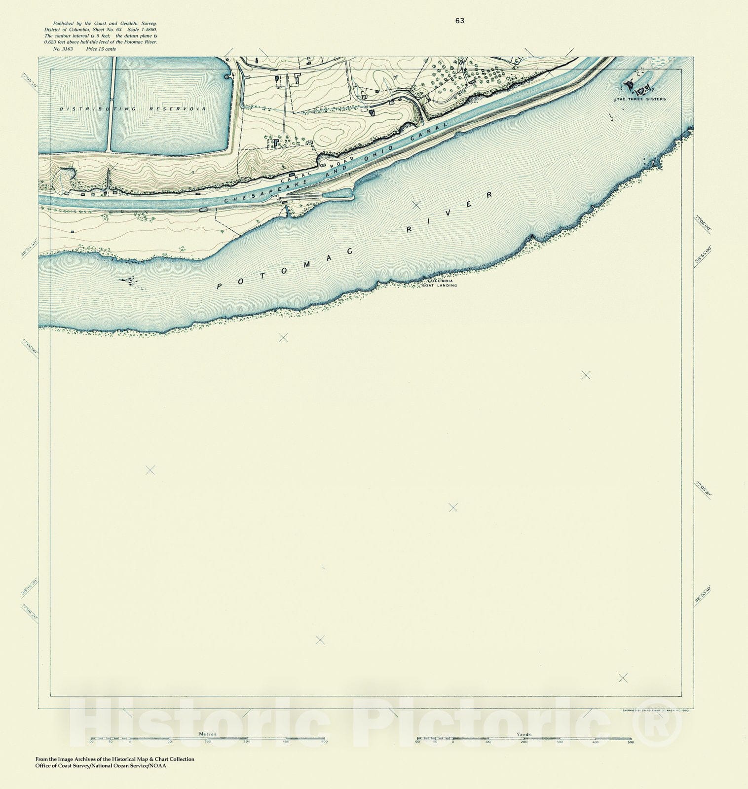 Historic Nautical Map - Topographic Map Of Washington And Vicinity, Sheet 63, DC, 1888 NOAA Topographic - Vintage Wall Art