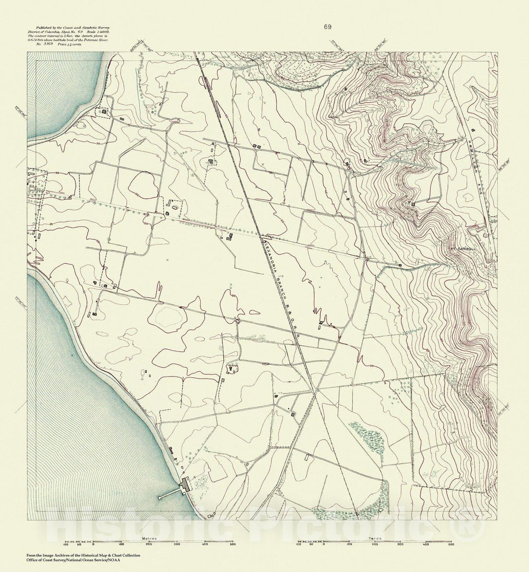 Historic Nautical Map - Topographic Map Of Washington And Vicinity, Sheet 69, DC, 1888 NOAA Topographic - Vintage Wall Art