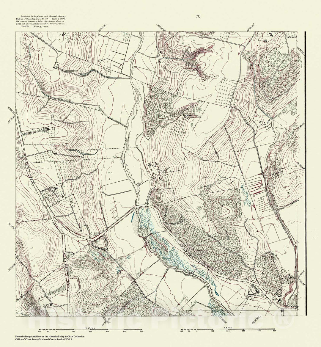 Historic Nautical Map - Topographic Map Of Washington And Vicinity, Sheet 70, DC, 1888 NOAA Topographic - Vintage Wall Art