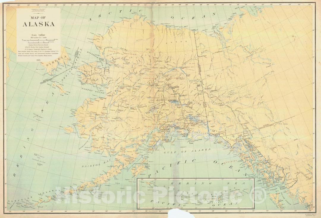 Historic Nautical Map - Map Of Alaska, AK, 1923 NOAA Cartographic - Vintage Wall Art, v2