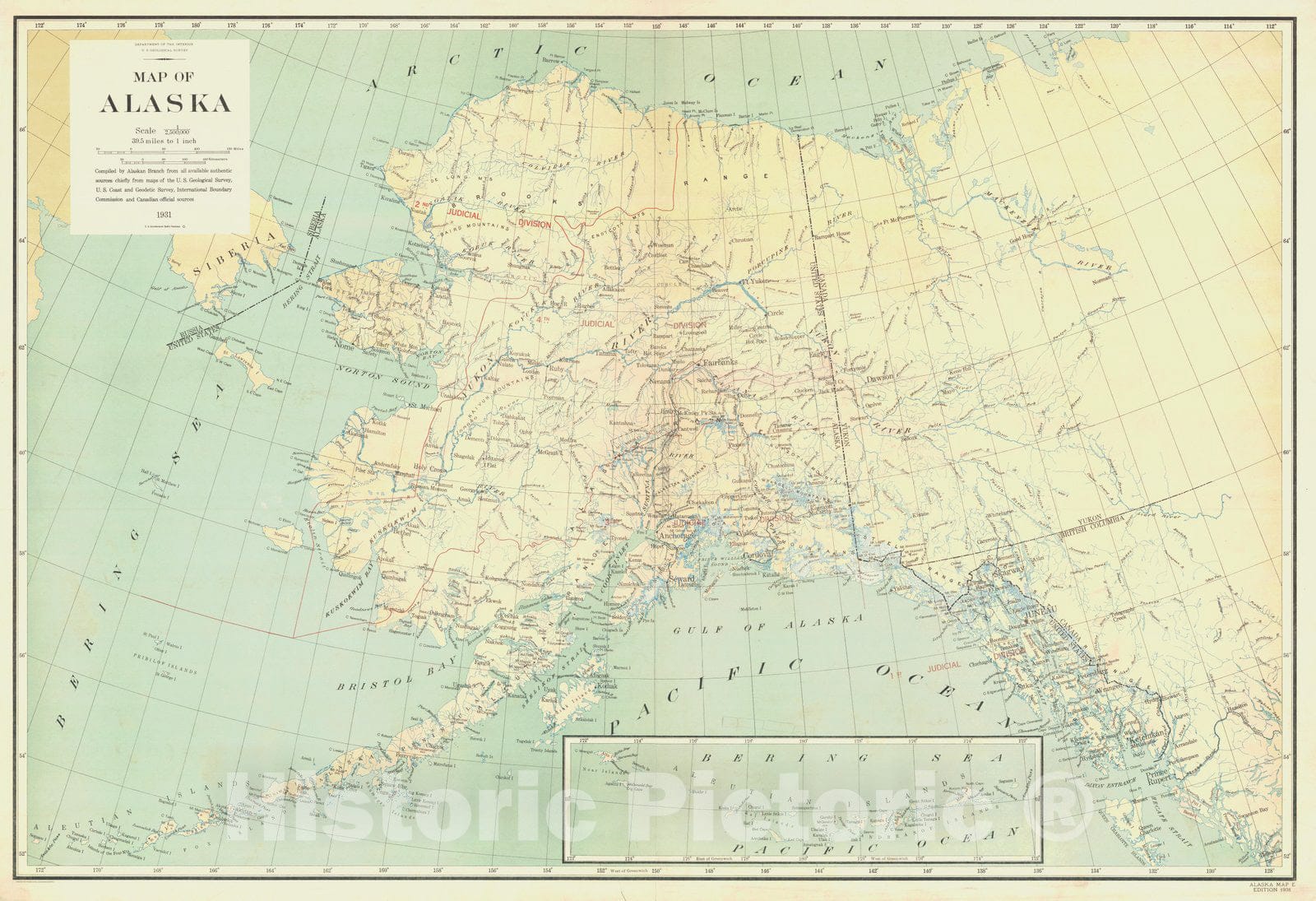 Historic Nautical Map - Map Of Alaska, AK, 1931 NOAA Cartographic - Vintage Wall Art