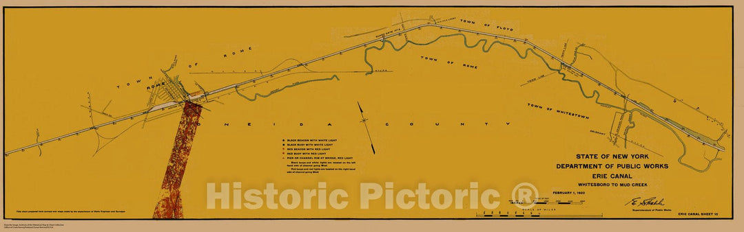 Historic Nautical Map - State Of New York Department Of Public Works Erie Canal, NY, 1923 NOAA Chart - Vintage Wall Art, v15