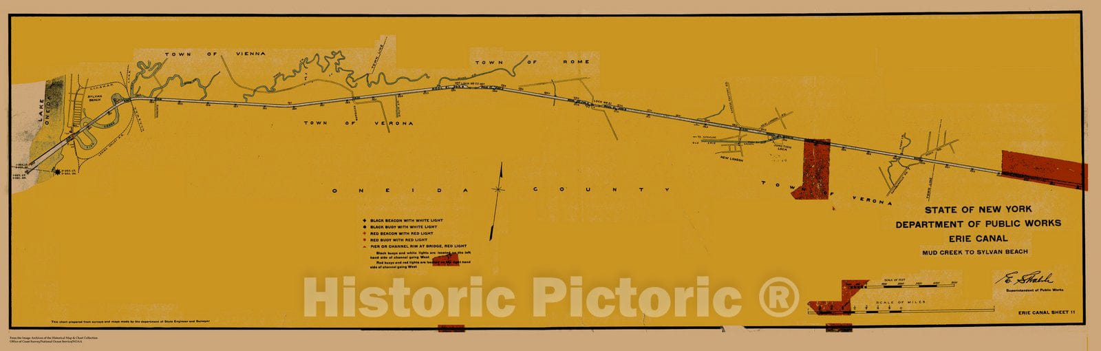 Historic Nautical Map - State Of New York Department Of Public Works Erie Canal, NY, 1923 NOAA Chart - Vintage Wall Art, v14