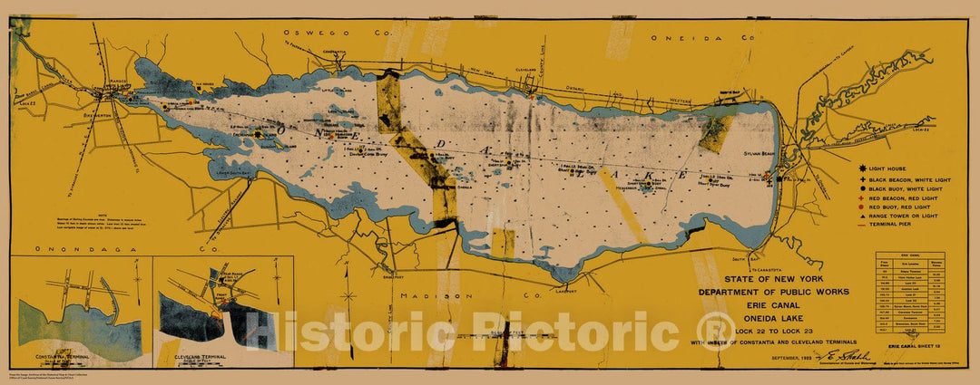 Historic Nautical Map - State Of New York Department Of Public Works Erie Canal, NY, 1923 NOAA Chart - Vintage Wall Art, v13