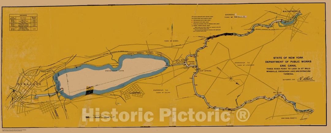 Historic Nautical Map - State Of New York Department Of Public Works Erie Canal, NY, 1923 NOAA Chart - Vintage Wall Art, v11