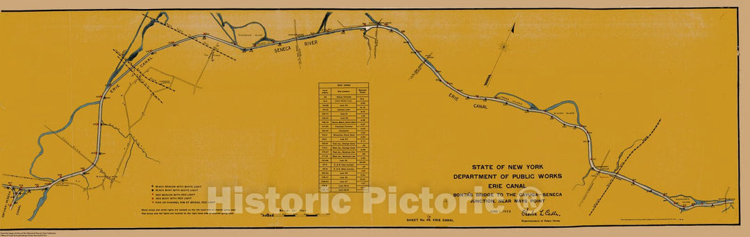 Historic Nautical Map - State Of New York Department Of Public Works Erie Canal, NY, 1922 NOAA Chart - Vintage Wall Art