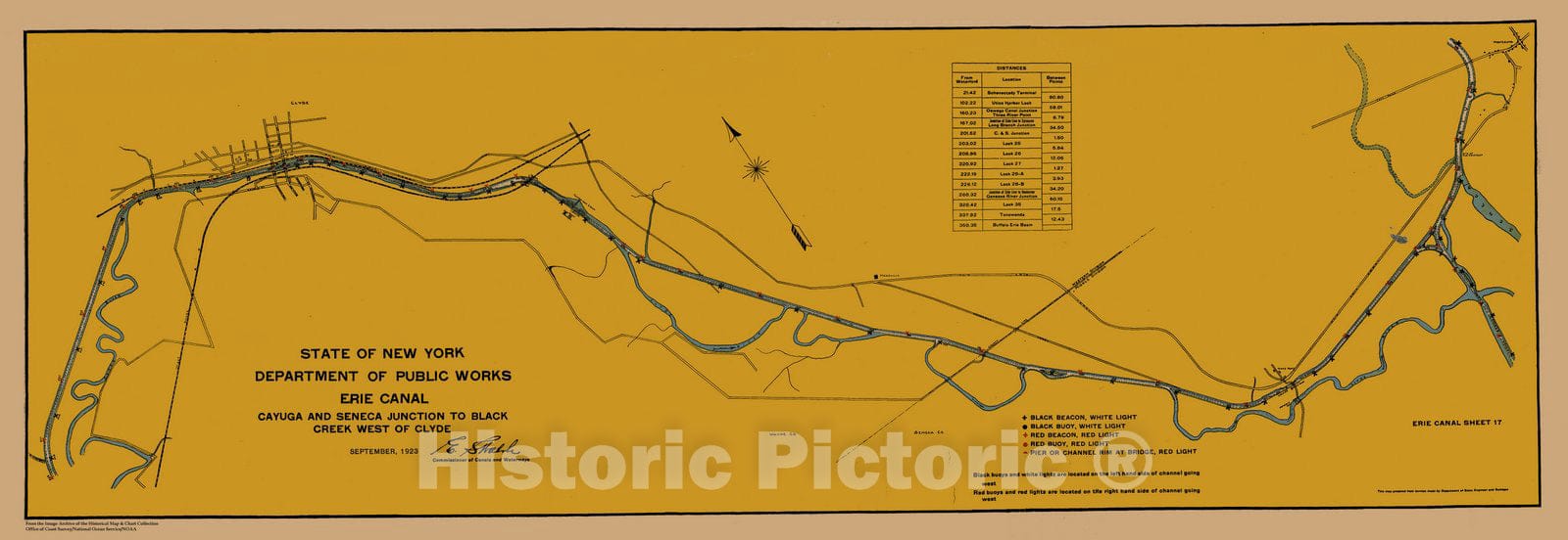 Historic Nautical Map - State Of New York Department Of Public Works Erie Canal, NY, 1923 NOAA Chart - Vintage Wall Art, v10