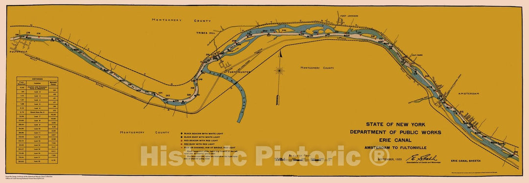 Historic Nautical Map - State Of New York Department Of Public Works Erie Canal, NY, 1923 NOAA Chart - Vintage Wall Art, v6