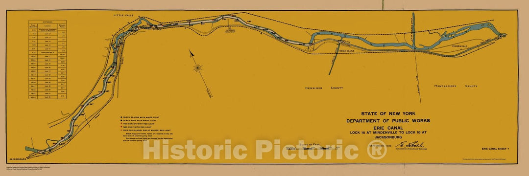 Historic Nautical Map - State Of New York Department Of Public Works Erie Canal, NY, 1923 NOAA Chart - Vintage Wall Art, v3