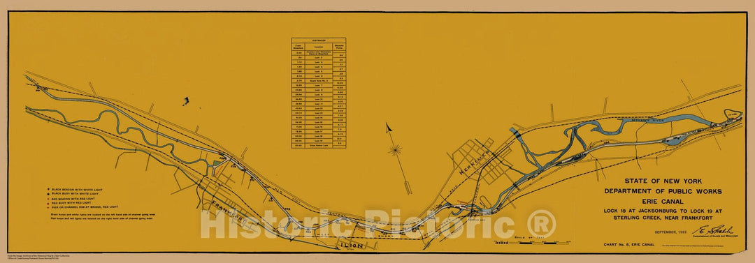 Historic Nautical Map - State Of New York Department Of Public Works Erie Canal, NY, 1923 NOAA Chart - Vintage Wall Art, v2