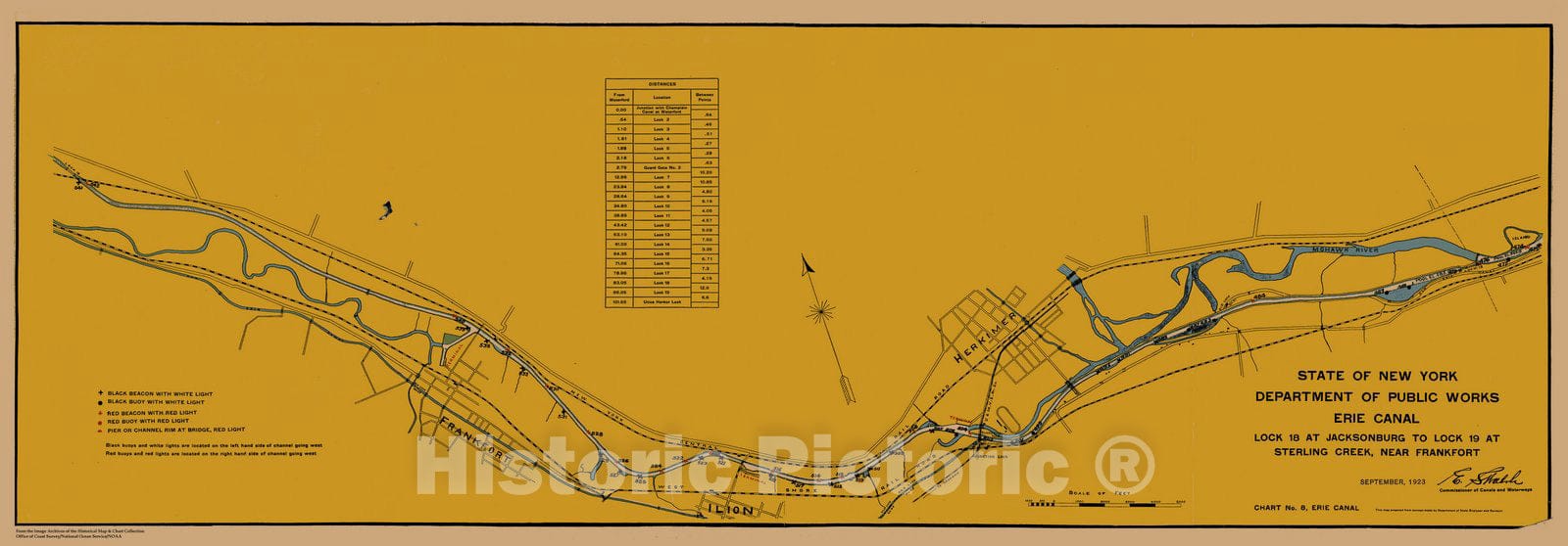 Historic Nautical Map - State Of New York Department Of Public Works Erie Canal, NY, 1923 NOAA Chart - Vintage Wall Art, v2