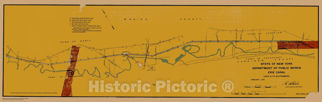 Historic Nautical Map - State Of New York Department Of Public Works Erie Canal, NY, 1923 NOAA Chart - Vintage Wall Art