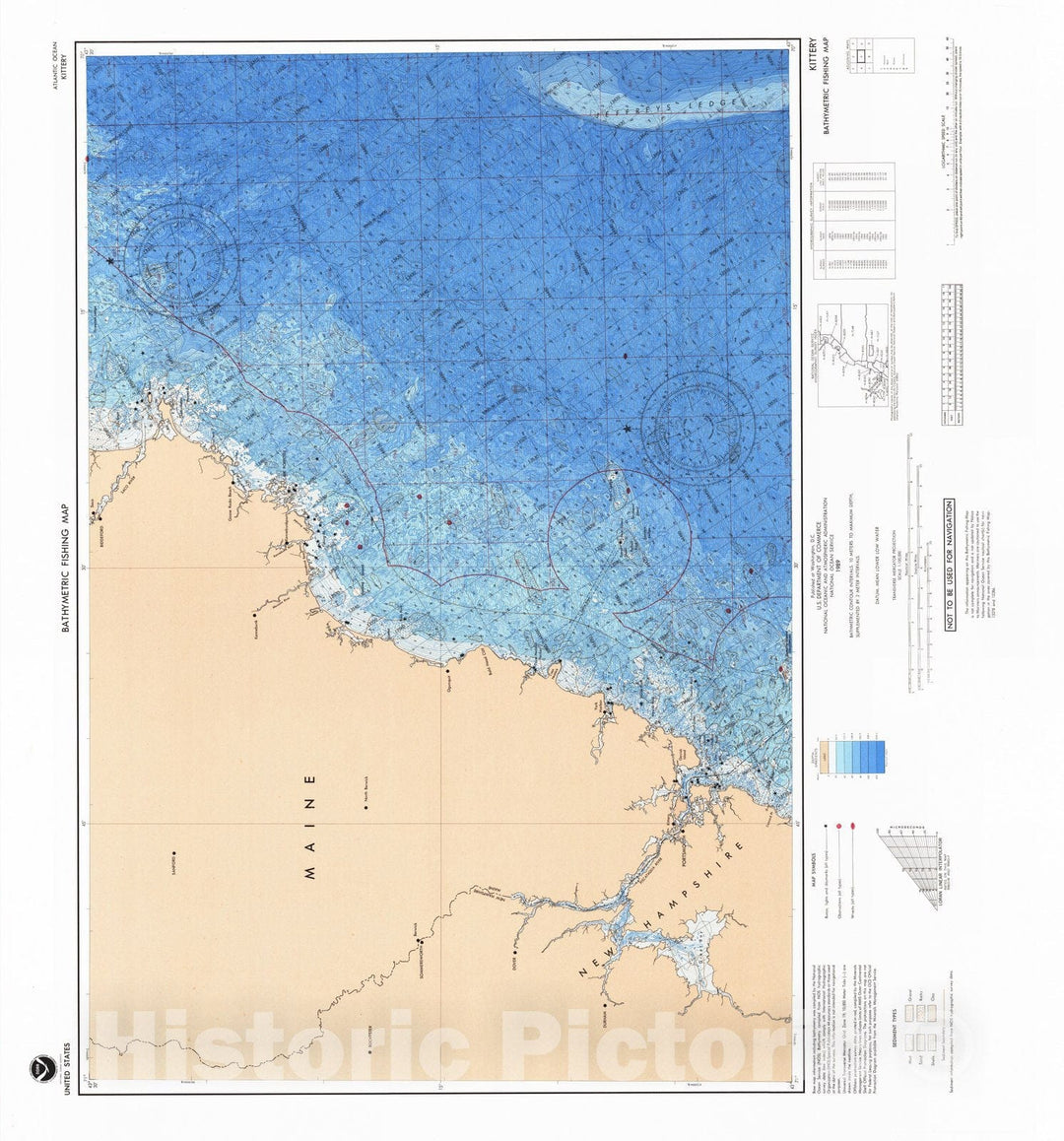 Historic Nautical Map - Kittery, NH, 1989 NOAA Bathymetric Map-Fishing - Vintage Wall Art