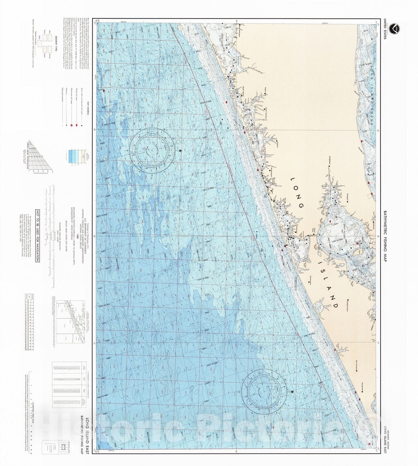 Historic Nautical Map - Long Island East, NY, 1989 NOAA Bathymetric Map-Fishing - Vintage Wall Art