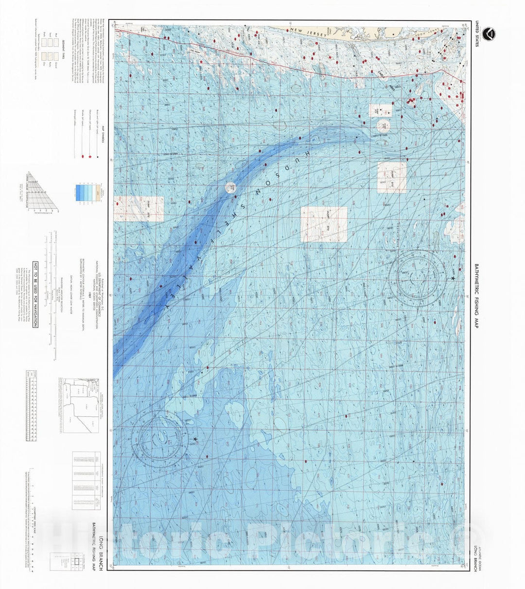 Historic Nautical Map - Long Branch, NJ, 1989 NOAA Bathymetric Map-Fishing - Vintage Wall Art