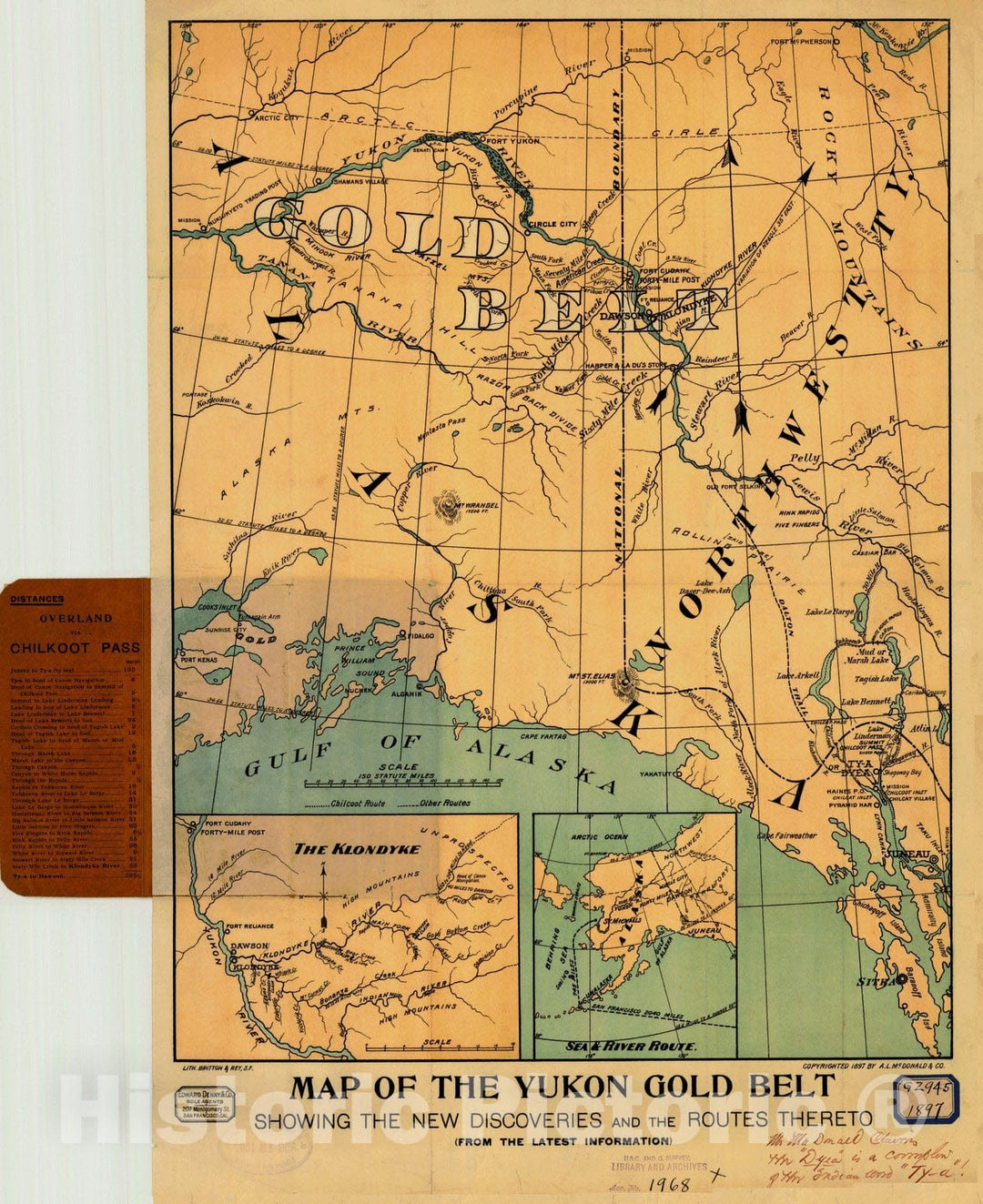 Historic Nautical Map - Map Of The Yukon Gold Belt, AK, 1897 NOAA Cartographic - Vintage Wall Art