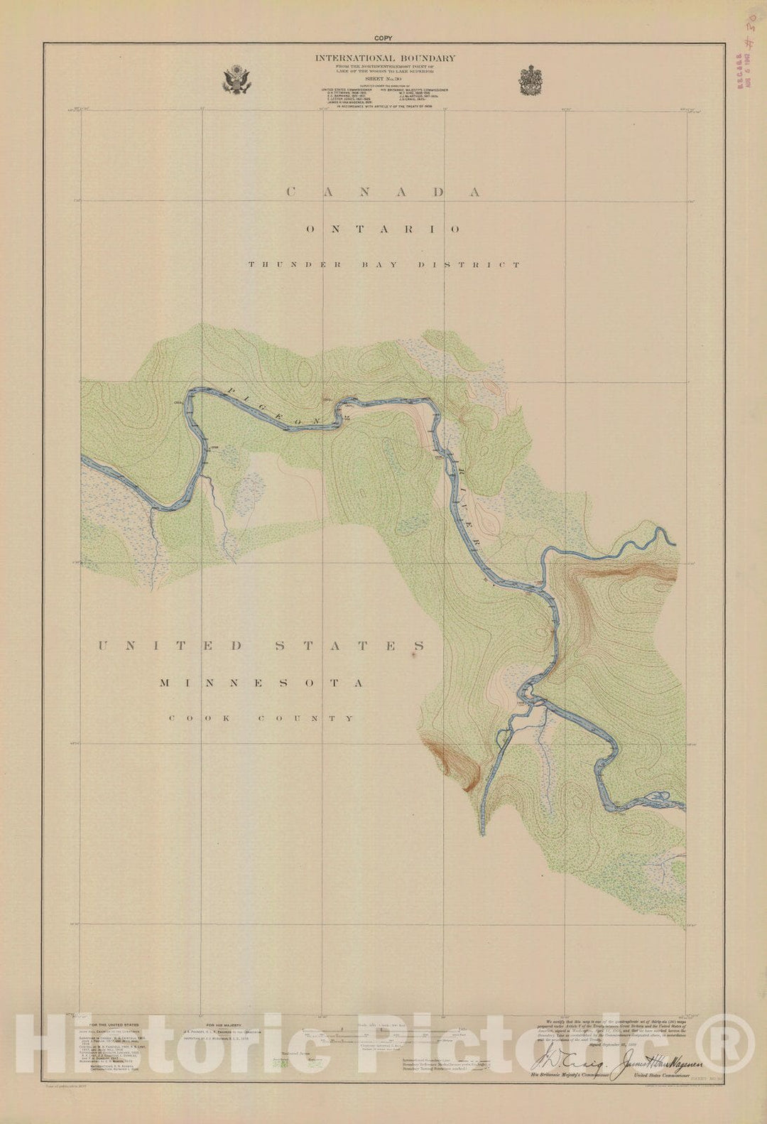 Historic Nautical Map - International Boundary, From The Northwestern Point Of Lake Of The Woods To Lake Superior, Sheet No.30, MN, 1929 NOAA Topographic - Vintage Decor Poster Wall Art Reproduction - 0