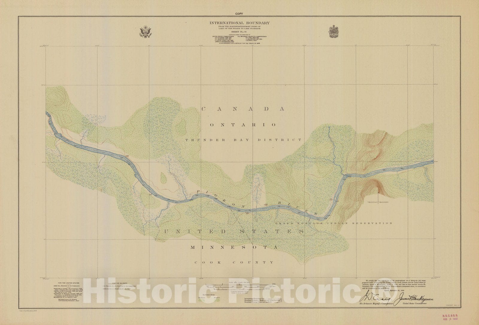 Historic Nautical Map - International Boundary, From The Northwestern Most Point Of Lake Of The Woods To Lake Superior, Sheet No. 31, MN, 1929 NOAA Topographic - Vintage Poster Wall Art Reproduction - 0